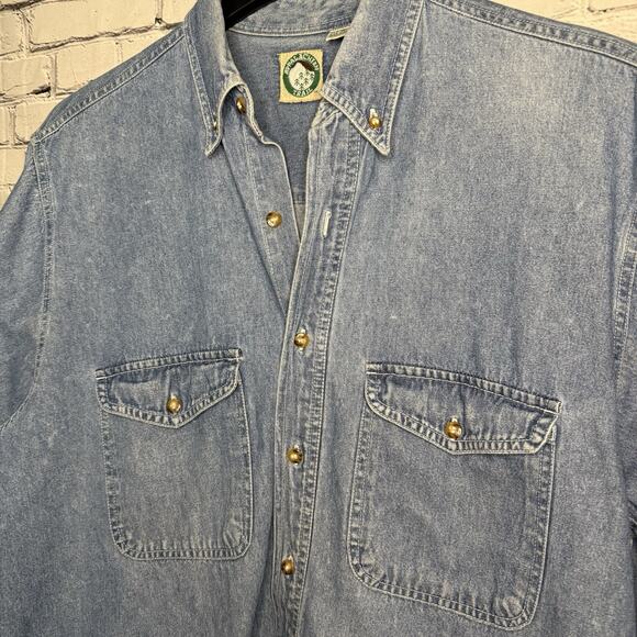 Vintage 90s Appalachian Trail Long Sleeve Button Down Denim Shirt Medium-Farmcor - Picture 2 of 5